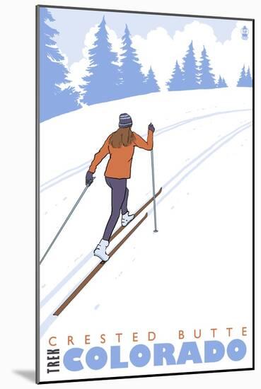 Crested Butte, Colorado - Cross Country Skier-Lantern Press-Mounted Art Print