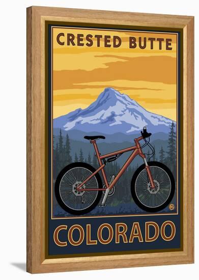 Crested Butte, Colorado - Mountain Bike Scene-Lantern Press-Framed Stretched Canvas