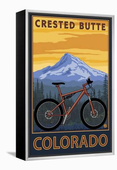 Crested Butte, Colorado - Mountain Bike Scene-Lantern Press-Framed Stretched Canvas