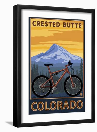 Crested Butte, Colorado - Mountain Bike Scene-Lantern Press-Framed Premium Giclee Print