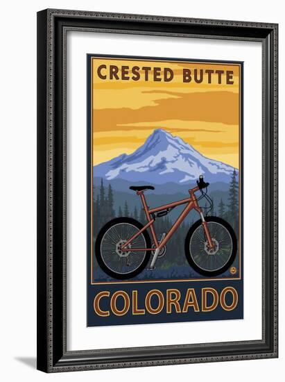 Crested Butte, Colorado - Mountain Bike Scene-Lantern Press-Framed Premium Giclee Print