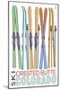 Crested Butte, Colorado - Skis in Snow-Lantern Press-Mounted Art Print