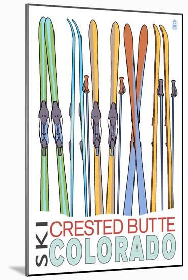 Crested Butte, Colorado - Skis in Snow-Lantern Press-Mounted Art Print