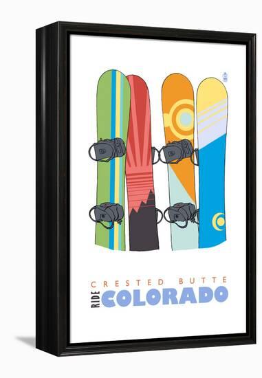 Crested Butte, Colorado - Snowboards in Snow-Lantern Press-Framed Stretched Canvas