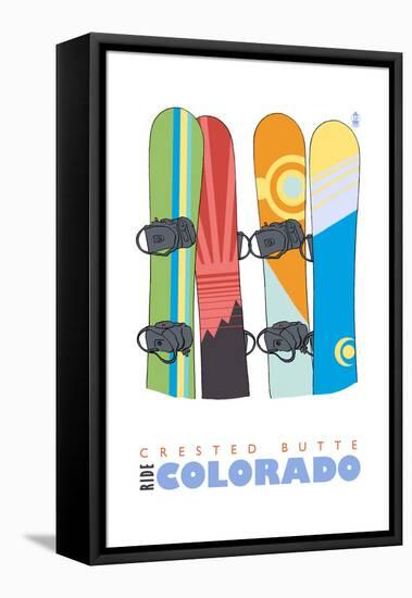 Crested Butte, Colorado - Snowboards in Snow-Lantern Press-Framed Stretched Canvas