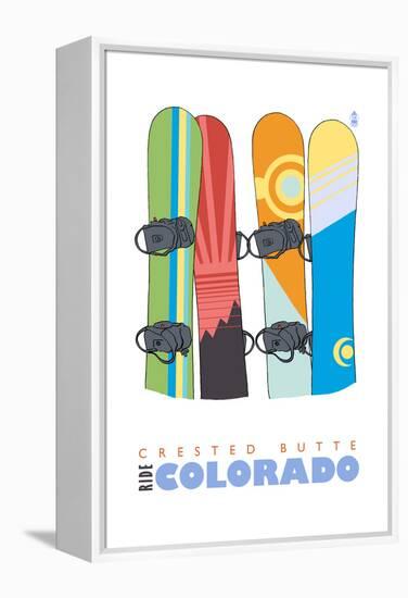 Crested Butte, Colorado - Snowboards in Snow-Lantern Press-Framed Stretched Canvas