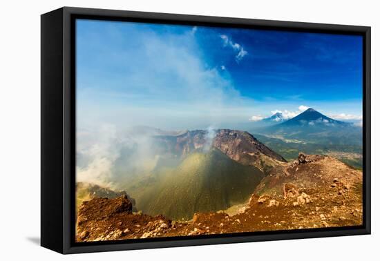 Cresting the peak of Pacaya Volcano in Guatemala City, Guatemala, Central America-Laura Grier-Framed Premier Image Canvas