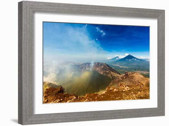 Cresting the peak of Pacaya Volcano in Guatemala City, Guatemala, Central America-Laura Grier-Framed Photographic Print