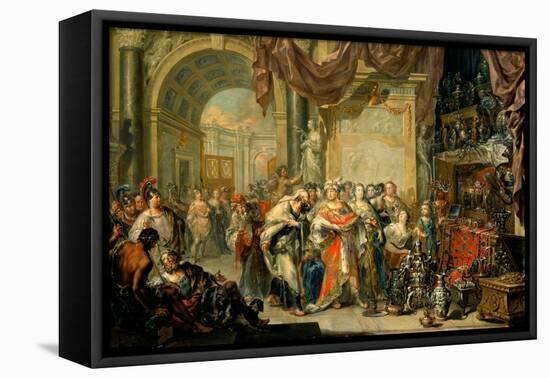 Cresus (596-546 Avant Jc) Montre Ses Tresors a Solon (640-558 Av. Jc)  - Croesus and Solon - Oil O-Johann Georg Platzer-Framed Premier Image Canvas