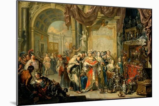 Cresus (596-546 Avant Jc) Montre Ses Tresors a Solon (640-558 Av. Jc)  - Croesus and Solon - Oil O-Johann Georg Platzer-Mounted Giclee Print