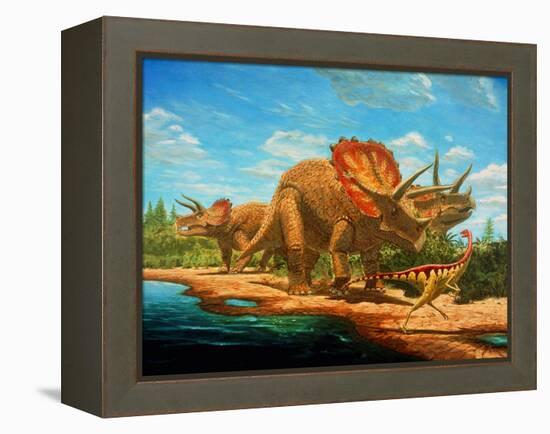 Cretaceous Dinosaurs-Chris Butler-Framed Premier Image Canvas