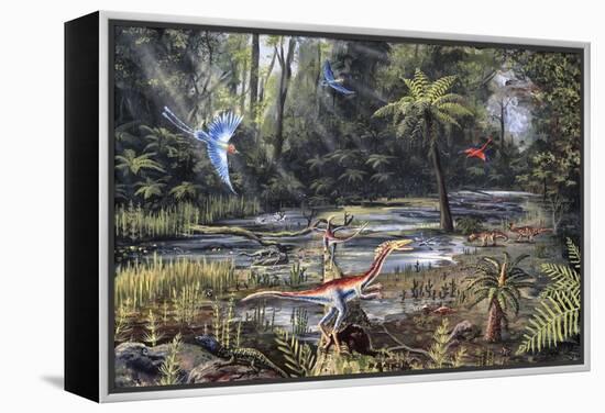 Cretaceous Life, Artwork-Richard Bizley-Framed Premier Image Canvas