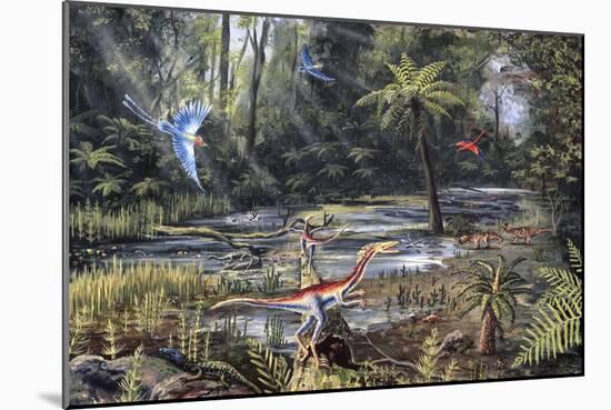 Cretaceous Life, Artwork-Richard Bizley-Mounted Photographic Print