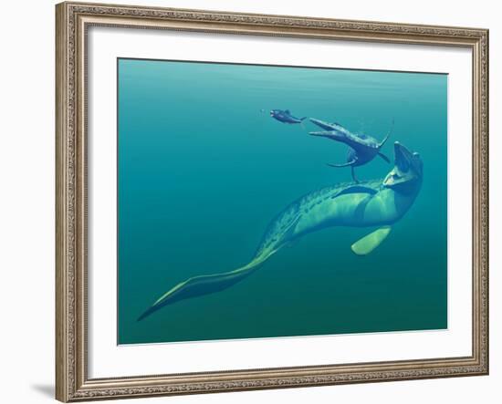 Cretaceous Marine Predators, Artwork-Walter Myers-Framed Photographic Print