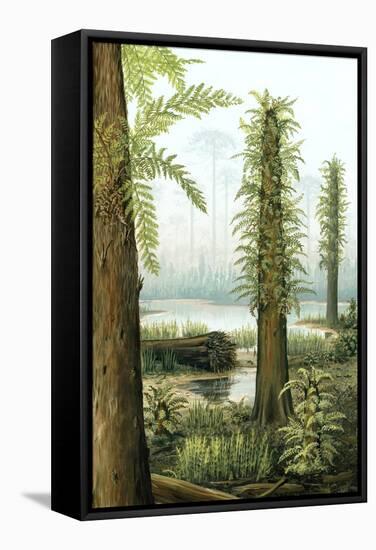 Cretaceous Tree Ferns, Artwork-Richard Bizley-Framed Premier Image Canvas