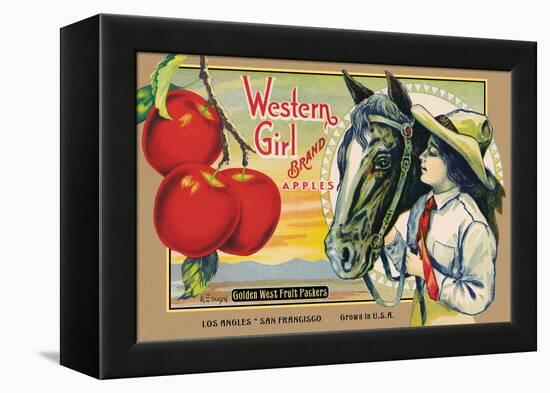 Crete Label "Apple"-Kerne Erickson-Framed Stretched Canvas