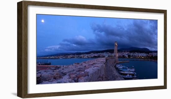 Crete, Rethimnon, Venetian Harbour, Evening Panorama, Moon-Catharina Lux-Framed Photographic Print