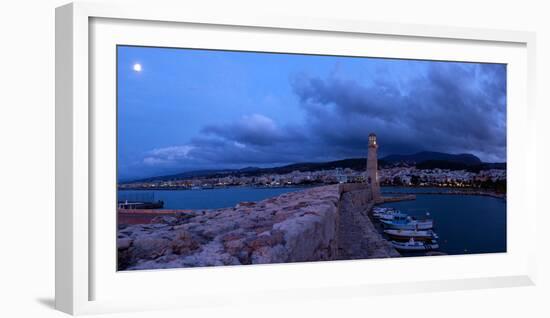 Crete, Rethimnon, Venetian Harbour, Evening Panorama, Moon-Catharina Lux-Framed Photographic Print