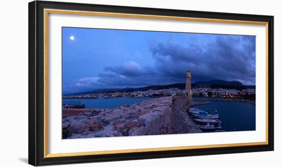 Crete, Rethimnon, Venetian Harbour, Evening Panorama, Moon-Catharina Lux-Framed Photographic Print