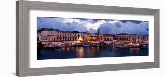 Crete, Rethimnon, Venetian Harbour, Evening Panorama-Catharina Lux-Framed Photographic Print