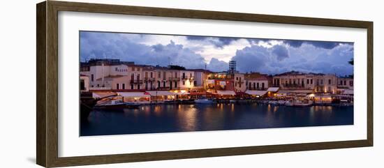 Crete, Rethimnon, Venetian Harbour, Evening Panorama-Catharina Lux-Framed Photographic Print