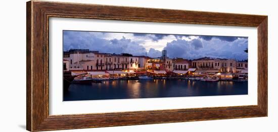 Crete, Rethimnon, Venetian Harbour, Evening Panorama-Catharina Lux-Framed Photographic Print