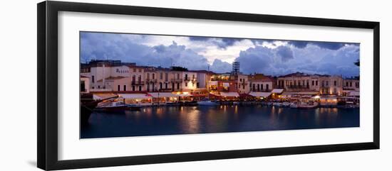 Crete, Rethimnon, Venetian Harbour, Evening Panorama-Catharina Lux-Framed Photographic Print