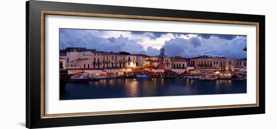 Crete, Rethimnon, Venetian Harbour, Evening Panorama-Catharina Lux-Framed Photographic Print