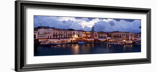 Crete, Rethimnon, Venetian Harbour, Evening Panorama-Catharina Lux-Framed Photographic Print