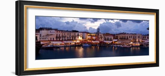 Crete, Rethimnon, Venetian Harbour, Evening Panorama-Catharina Lux-Framed Photographic Print