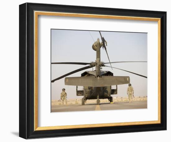 Crew Chiefs Stand Beside their UH-60L Black Hawk Helicopter-null-Framed Photographic Print