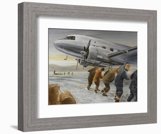 Crew Hand Starting the Port Engine of the Dc-3 Bluebonnet Belle-null-Framed Art Print