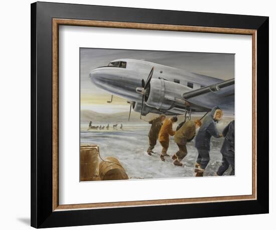 Crew Hand Starting the Port Engine of the Dc-3 Bluebonnet Belle-null-Framed Art Print