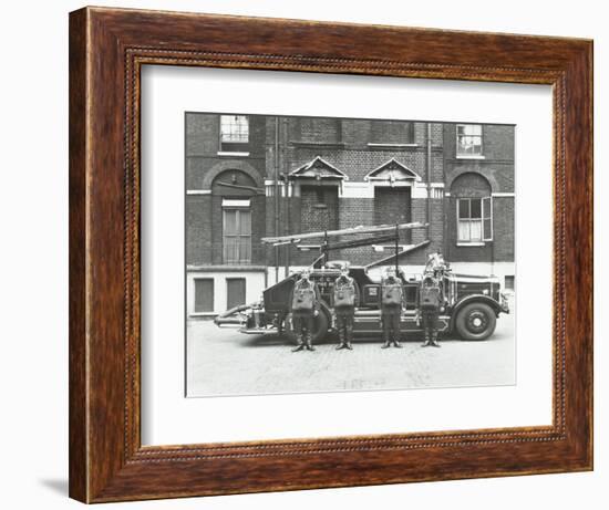 Crew in Breathing Apparatus, London Fire Brigade Headquarters, London, 1934-null-Framed Photographic Print