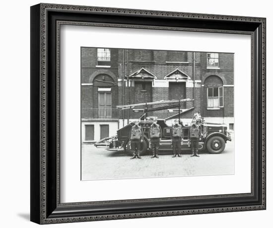 Crew in Breathing Apparatus, London Fire Brigade Headquarters, London, 1934-null-Framed Photographic Print