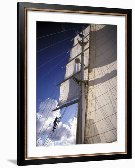 Crew Member Climbing Mast of the Star Clipper, Caribbean-Dave Bartruff-Framed Photographic Print