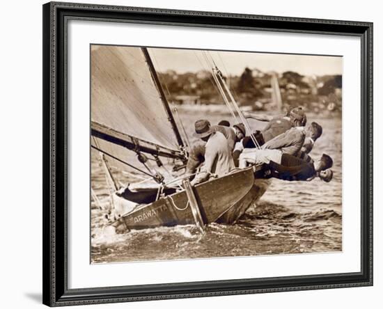 Crew of the "Arawatta" During the "Eighteen Footer" Race, Sydney Harbour, 9th April 1934-null-Framed Premium Photographic Print