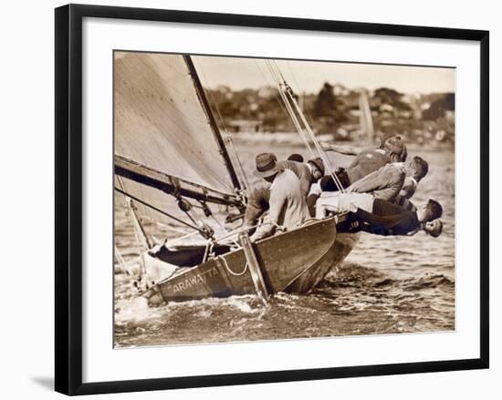 Crew of the "Arawatta" During the "Eighteen Footer" Race, Sydney Harbour, 9th April 1934-null-Framed Premium Photographic Print