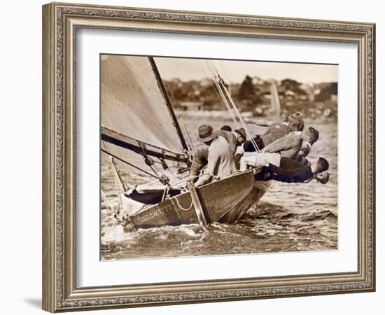 Crew of the "Arawatta" During the "Eighteen Footer" Race, Sydney Harbour, 9th April 1934-null-Framed Photographic Print