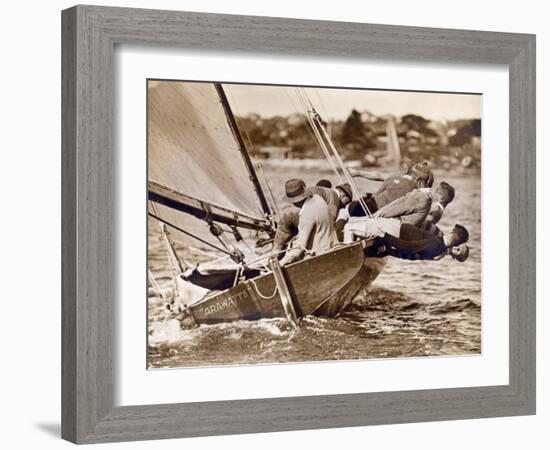 Crew of the "Arawatta" During the "Eighteen Footer" Race, Sydney Harbour, 9th April 1934-null-Framed Photographic Print