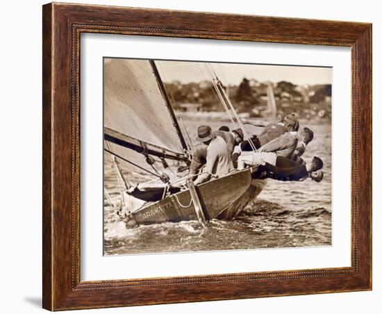 Crew of the "Arawatta" During the "Eighteen Footer" Race, Sydney Harbour, 9th April 1934--Framed Photographic Print