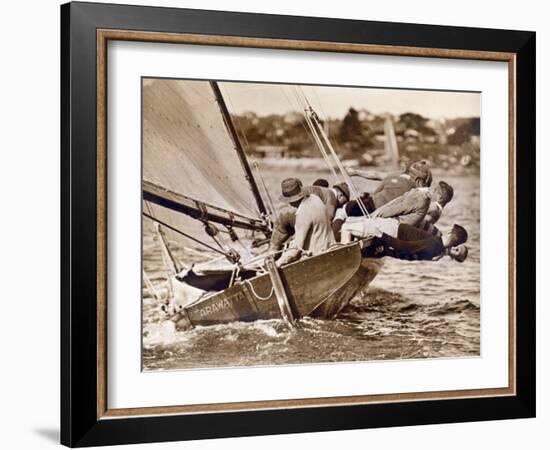 Crew of the "Arawatta" During the "Eighteen Footer" Race, Sydney Harbour, 9th April 1934-null-Framed Photographic Print