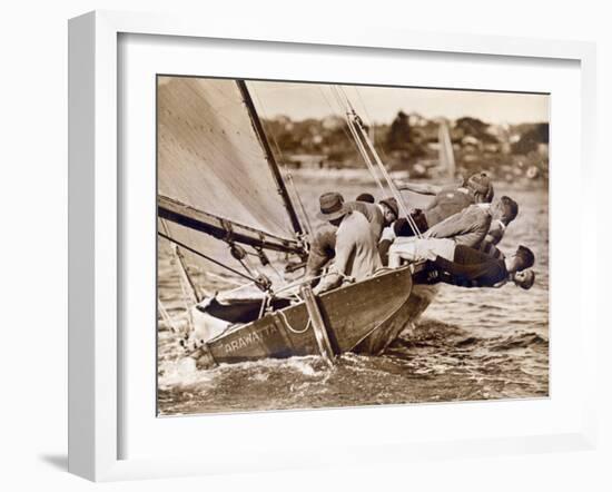 Crew of the "Arawatta" During the "Eighteen Footer" Race, Sydney Harbour, 9th April 1934--Framed Photographic Print