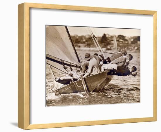 Crew of the "Arawatta" During the "Eighteen Footer" Race, Sydney Harbour, 9th April 1934-null-Framed Photographic Print