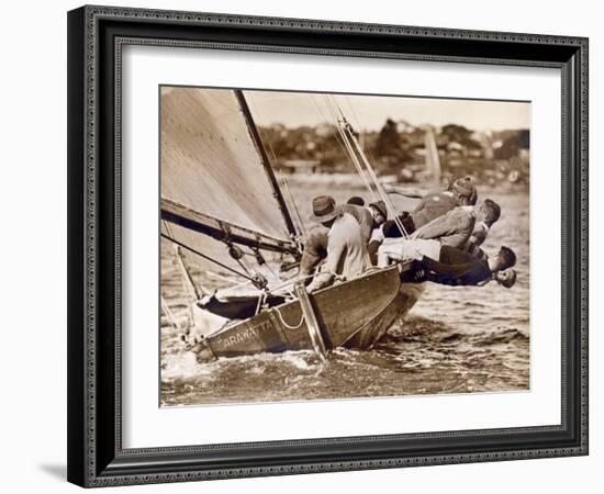 Crew of the "Arawatta" During the "Eighteen Footer" Race, Sydney Harbour, 9th April 1934-null-Framed Photographic Print