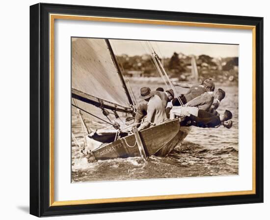 Crew of the "Arawatta" During the "Eighteen Footer" Race, Sydney Harbour, 9th April 1934-null-Framed Photographic Print