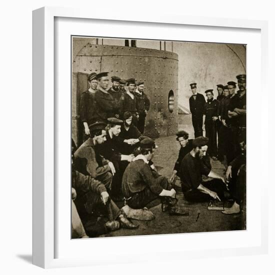 Crew of the Original 'Monitor' on Deck, 1862-Mathew Brady-Framed Giclee Print