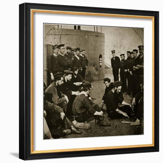 Crew of the Original 'Monitor' on Deck, 1862-Mathew Brady-Framed Giclee Print