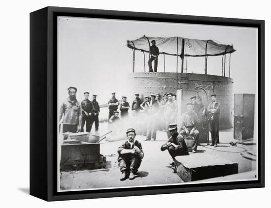 Crew of the Uss 'Monitor' Cooking on Deck on the James River, Virginia, 9th July 1862-American Photographer-Framed Premier Image Canvas