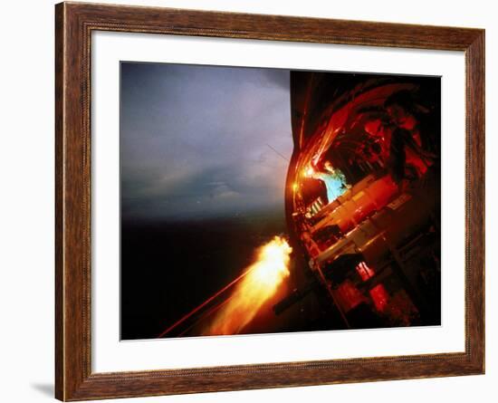 Crew of Us Ac-47 Plane Firing 7.62 Mm Ge Miniguns During Night Mission in Vietnam-Larry Burrows-Framed Photographic Print